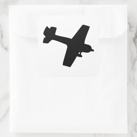 Plane Silhouette Vierkante Sticker (Tas)