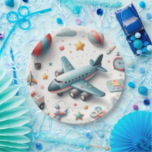 Plane speelgoed boy papieren bordje (Feest)