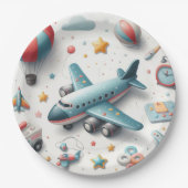 Plane speelgoed boy papieren bordje (Voorkant)