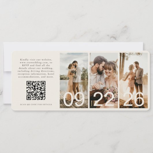 Plane Ticket Destination Wedding Boarding Pass  (Achterkant)