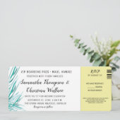 Plane Ticket Green Palm Destination Wedding RSVP Kaart (Staand voorkant)