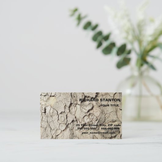 Plane tree camouflage looks bark pattern business visitekaartje (Staand voorkant)