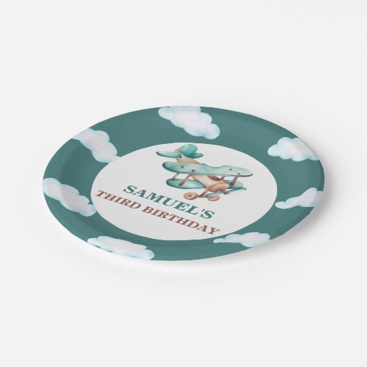 Plane Verjaardagsuitnodigingstijd vliegt Pap Papieren Bordje (Gekanteld)