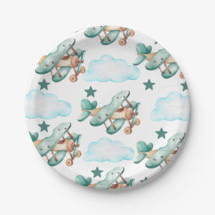  Plane Verjaardagsuitnodigingstijd vliegt Papieren Bordje