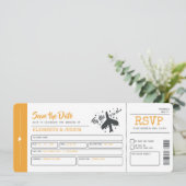 Plane Wedding Ticket Invitation Kaart (Staand voorkant)