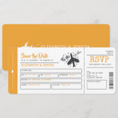 Plane Wedding Ticket Invitation Kaart (Voorkant / Achterkant)