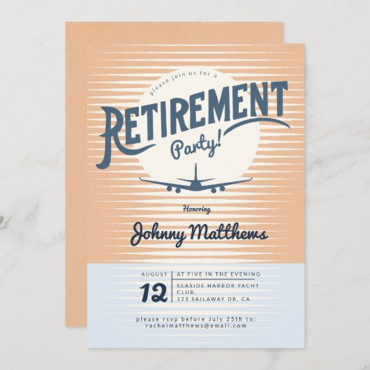 Plane zonsondergang pensioen partij kaart (Voorkant / Achterkant)