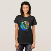 Planeet Aarde Autisme Kinderen Puzzel Astronaut Zo T-shirt (Voorkant volledig)