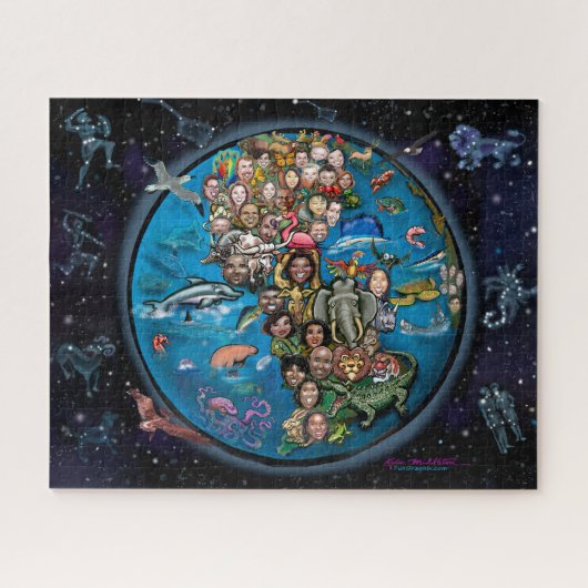 Planeet Aarde en sterrenbeelden Legpuzzel (Horizontaal)
