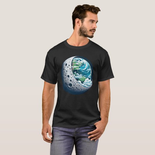 Planeet Aarde en Zijn Maan: Celestial Wonder Unise T-shirt (Voorkant volledig)