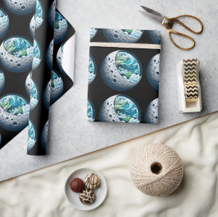 Planeet Aarde en Zijn Maan: Hemelwonder Cadeaupapier