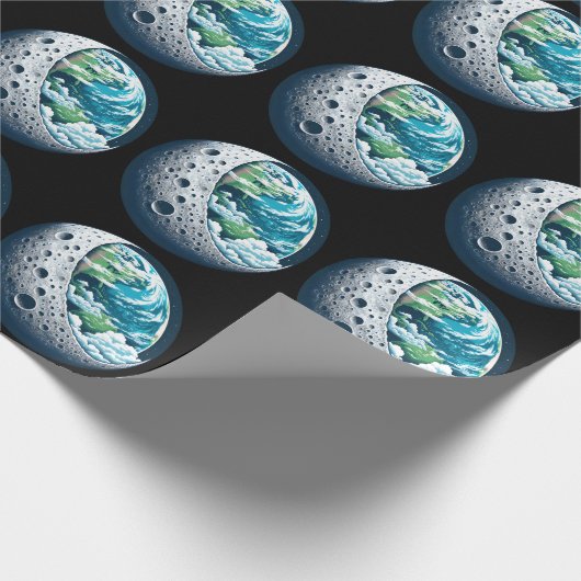 Planeet Aarde en Zijn Maan: Hemelwonder Cadeaupapier (Hoek)