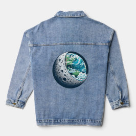 Planeet Aarde en Zijn Maan: Hemelwonder Denim Jacket