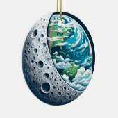 Planeet Aarde en Zijn Maan: Hemelwonder Keramisch Ornament (Rechts)