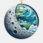 Planeet Aarde en Zijn Maan: Hemelwonder Keramisch Ornament (Voorkant)