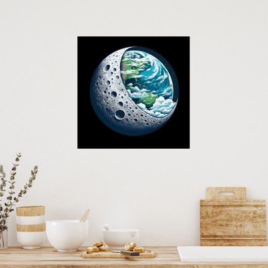 Planeet Aarde en Zijn Maan: Hemelwonder Poster (Keuken)