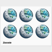 Planeet Aarde en Zijn Maan: Hemelwonder Ronde Sticker (Vel)