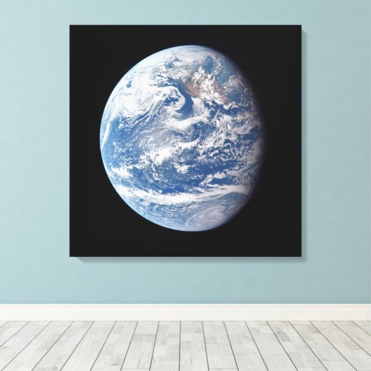 Planeet Aarde genomen door de Apollo 11 bemanning. Canvas Afdruk (Insitu (Houten vloer))