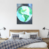 Planeet Aarde Globaal Abstract Canvas Afdruk (Insitu (Slaapkamer))