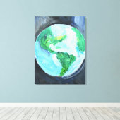 Planeet Aarde Globaal Abstract Canvas Afdruk (Insitu (Houten vloer))