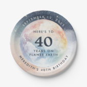 Planeet Aarde Hemel 40ste Verjaardag Papieren Bordje (Voorkant)