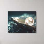 Planeet Aarde in een Oyster Pearl Canvas Afdruk (Voorkant)