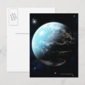 Planeet aarde met sterren rondom briefkaart (Voorkant / Achterkant)