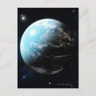 Planeet aarde met sterren rondom briefkaart