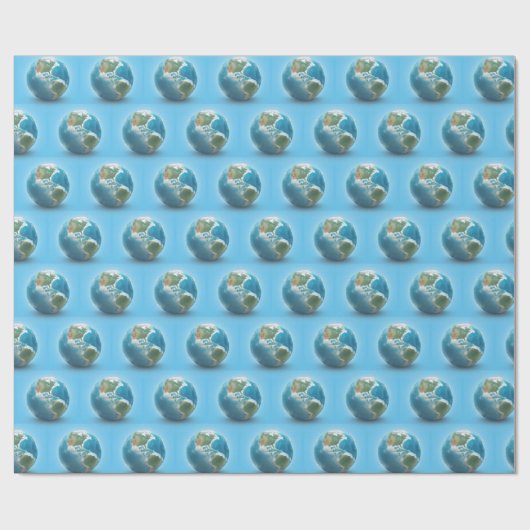 Planeet Aarde met wolken Cadeaupapier (Vlak)