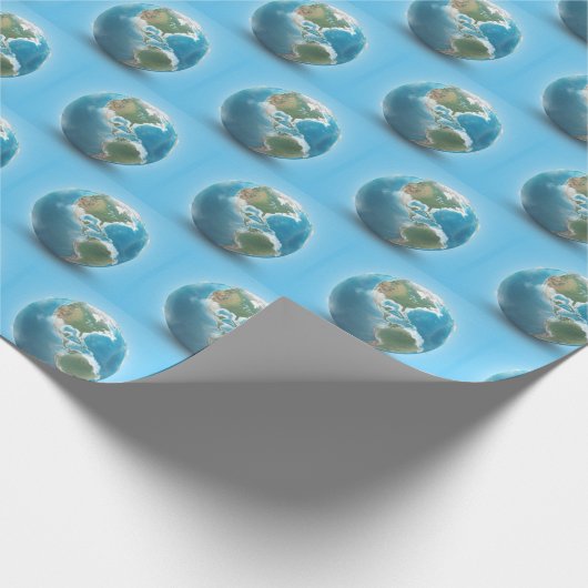 Planeet Aarde met wolken Cadeaupapier (Hoek)