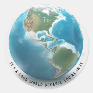 planeet Aarde met wolken Ronde Sticker
