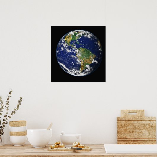 PLANEET AARDE RUIMTEFOTOGRAFIE BLAUW GREENS ZWARTE POSTER (Keuken)