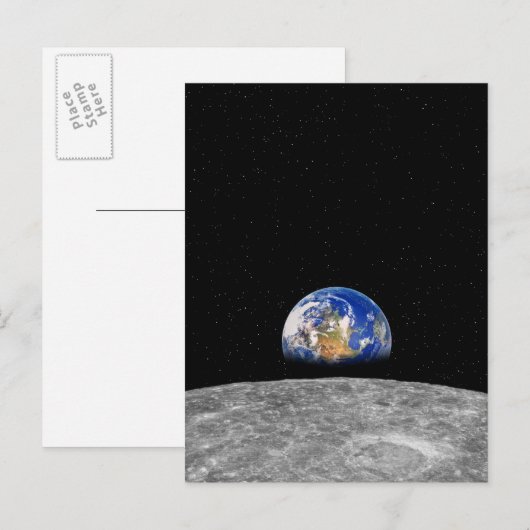 Planeet Aarde stijgend over maan Briefkaart (Voorkant / Achterkant)
