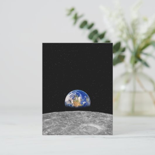 Planeet Aarde stijgend over maan Briefkaart (Staand voorkant)