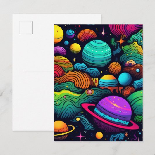 Planeet achtergrond briefkaart (Voorkant / Achterkant)