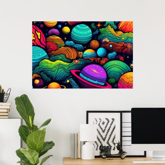 Planeet achtergrond GROOT Poster (Thuiskantoor)