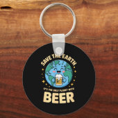 Planeet bier aarde dag opslaan sleutelhanger (Voorkant)