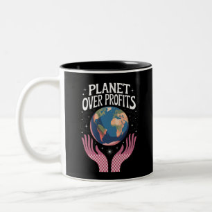 Planeet Boven Winsten Aarde Klimaatverandering is  Tweekleurige Koffiemok
