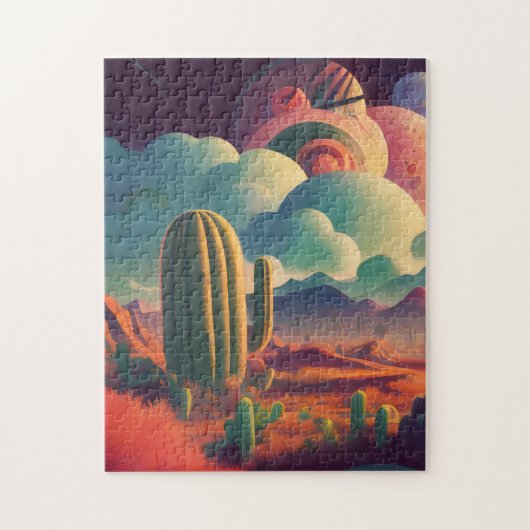 planeet cactus space psychedelic legpuzzel (Verticaal)
