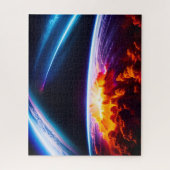 Planeet explosie onder kosmisch universum fenomeen legpuzzel (Verticaal)