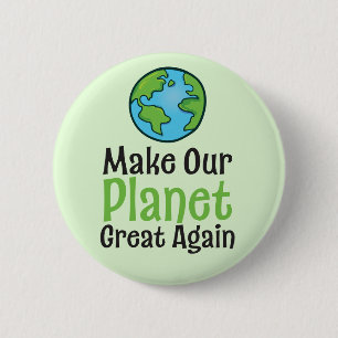 Planeet Groot Again Standaard, 2¼ Inch Ronde Knop Button 5,7 Cm