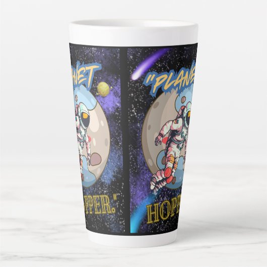 Planeet hopper latte mok (Voorkant)