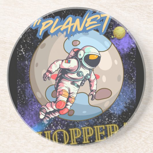 Planeet hopper zandsteen onderzetter (Voorkant)