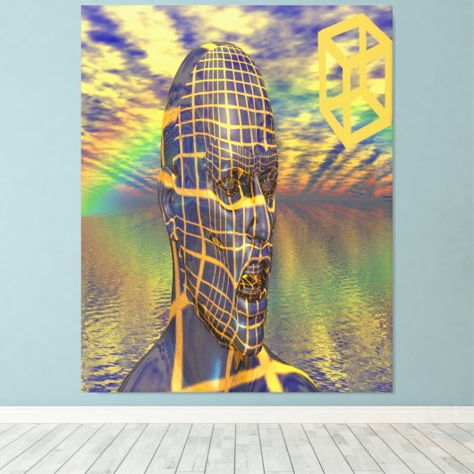 Planeet illusie canvas afdruk (Insitu (Houten vloer))