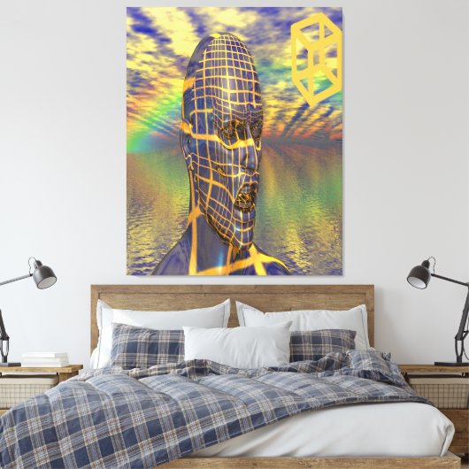 Planeet illusie canvas afdruk (Insitu (Slaapkamer))