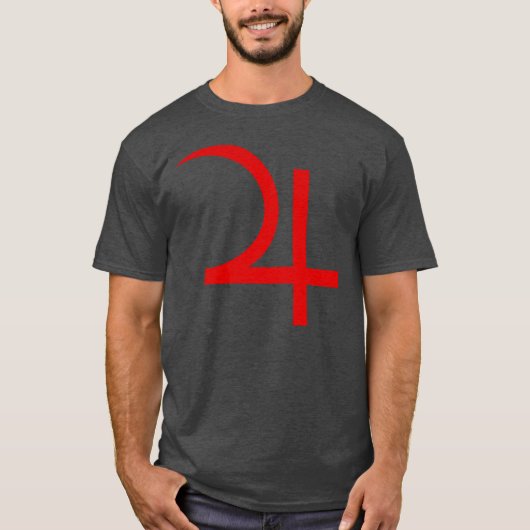 Planeet Jupiter Symbool (rood) T-shirt (Voorkant)
