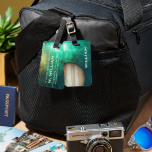 Planeet Jupiter Zonnestelsel Ruimte Groene Melkweg Bagagelabel