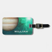 Planeet Jupiter Zonnestelsel Ruimte Groene Melkweg Bagagelabel (Voorkant horizontaal)