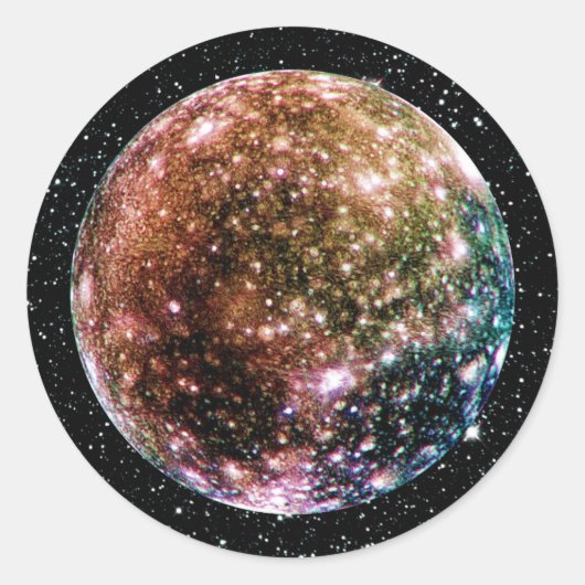 PLANEET JUPITER'S MAAN - CALLISTO Star Achtergrond Ronde Sticker (Voorkant)