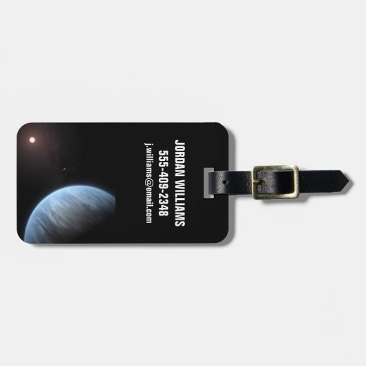 Planeet K2-18b, gastheer ster en bijbehorende plan Bagagelabel (Voorkant horizontaal)